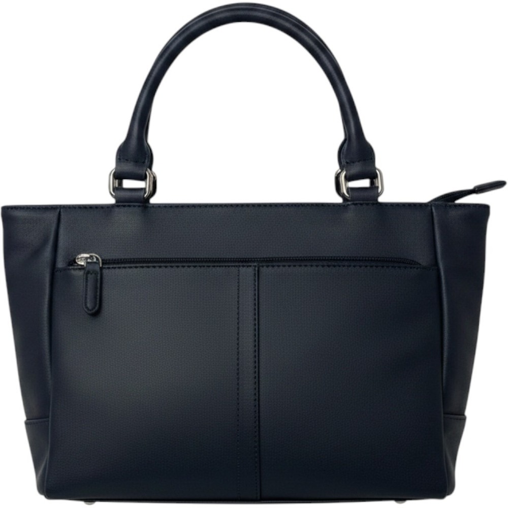 Giani Bernini Nappa Leather Tote Bag Navy Blue Zip Shoulder Bag 1NEW